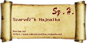 Szarvák Hajnalka névjegykártya
